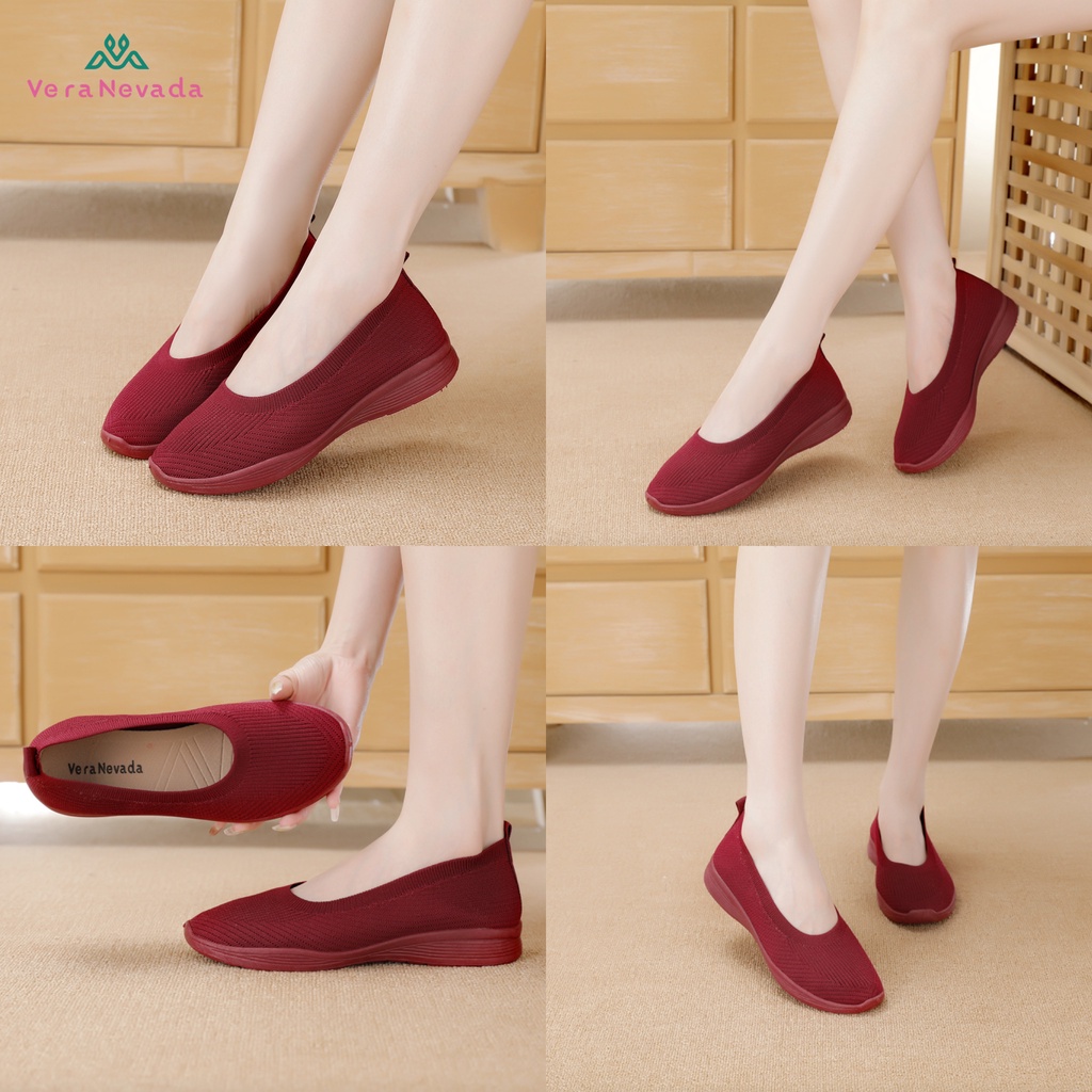 Vera Nevada Sepatu FlyKnit Flat Slip On Wanita Shoes A02-2
