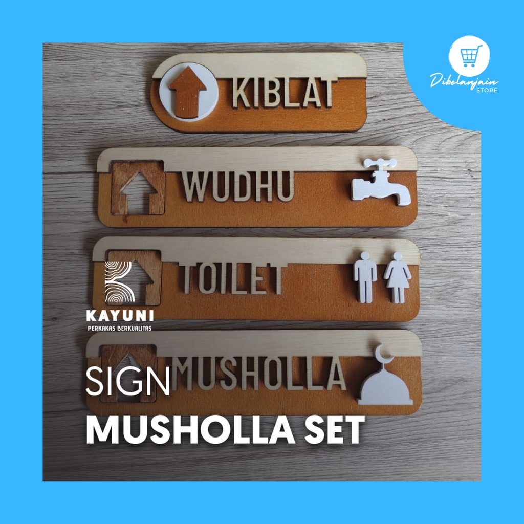 Set Sign Mushola dan Toilet / Papan nama Mushola dan Toilet