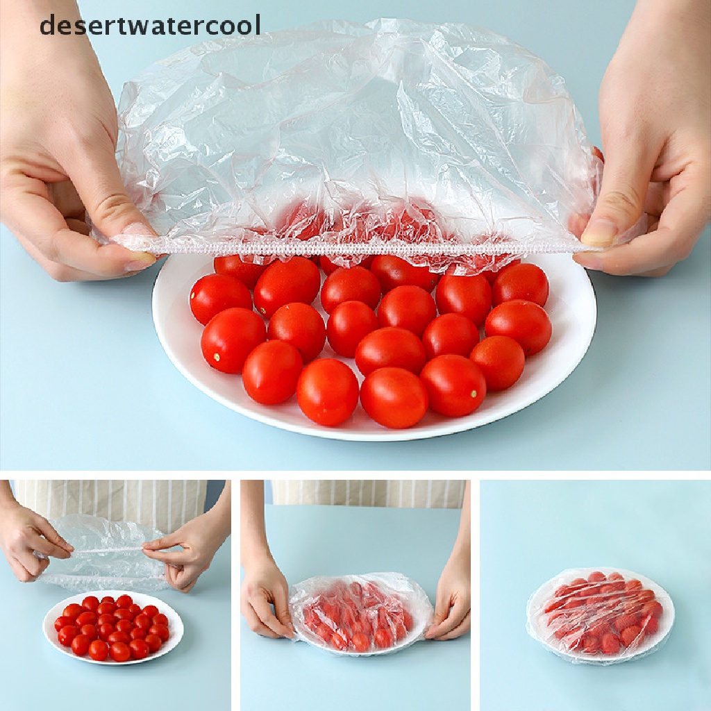 Deid 100pcs / Set Plastik Wrap Makanan Reusable Untuk Perlengkapan Dapur