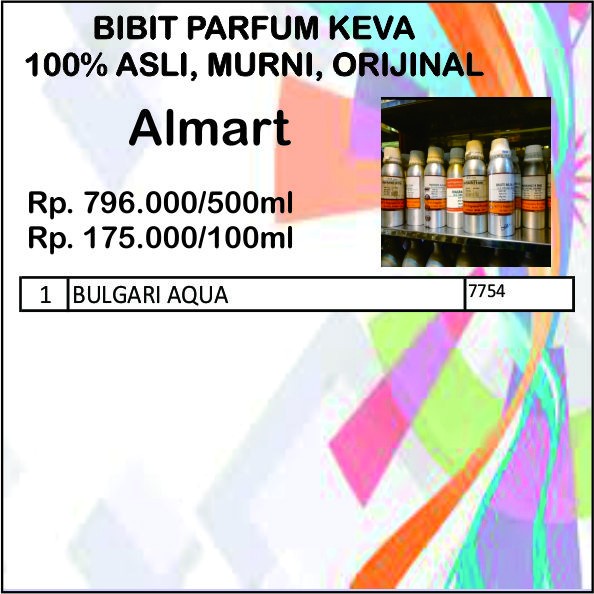 bibit biang parfum murni keva asli original 50ml bulgari aqua