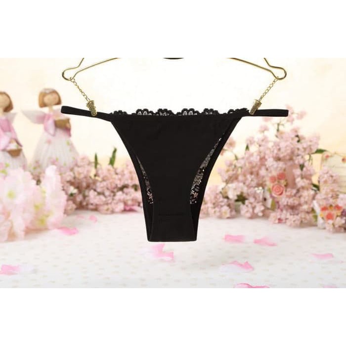 Wanita Sexy Thong Underwear  Wanita G String C105 - Hitam, FREE Murah