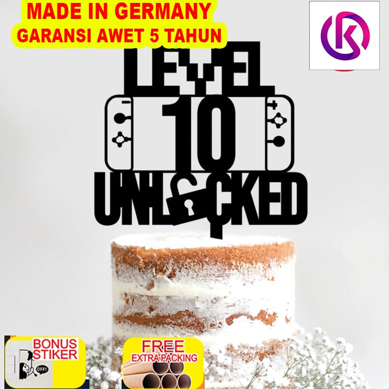 

Terlaris Custom Cake Topper Level Unlocked Birthday Hiasan Kue Ulang Tahun - 10cm