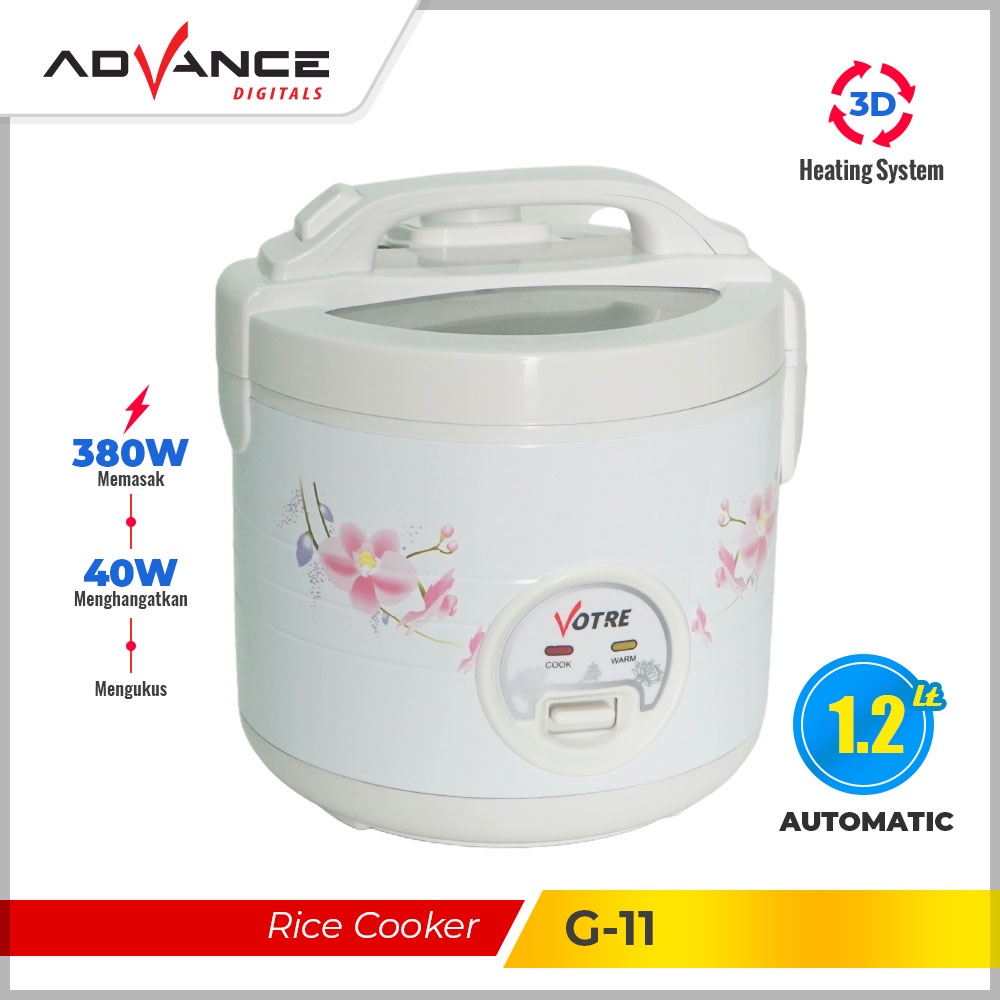 Advance  1.2/1.8L Rice Cooker Penanak Nasi G10/20 With BAKI PENGUKUS Garansi 1 tahun