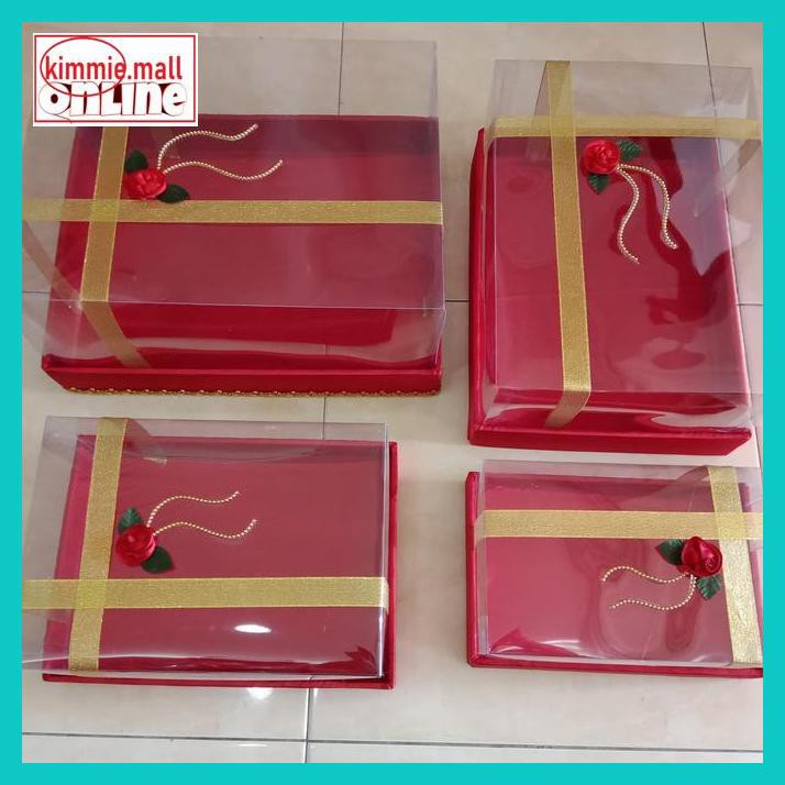 W4Wt54- Kotak Hantaran Seserahan Mika Mute Emas, Isi 4 Kotak T7Rtu6-