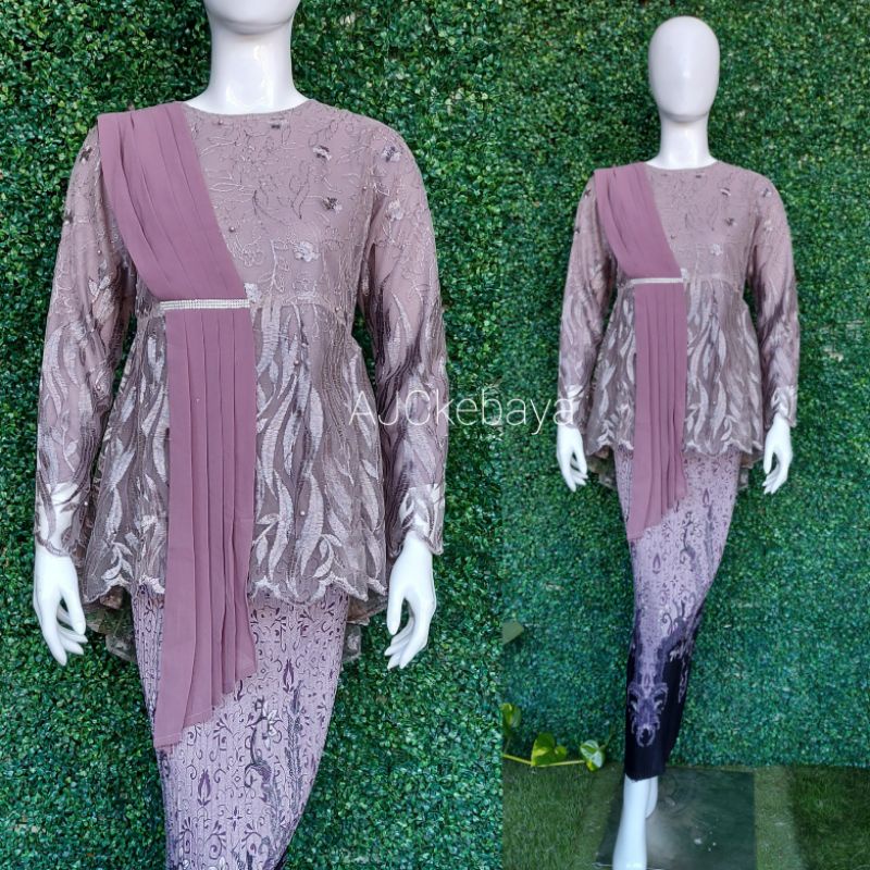 kebaya gotiik tille selendang /stelan kebaya modern tulle