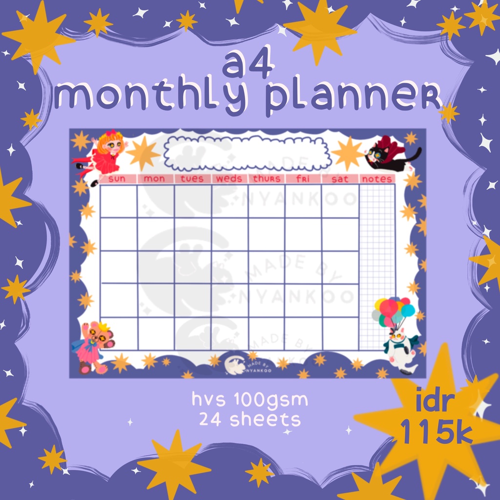 

A4 Monthly Planner - Midnight Moon Sky