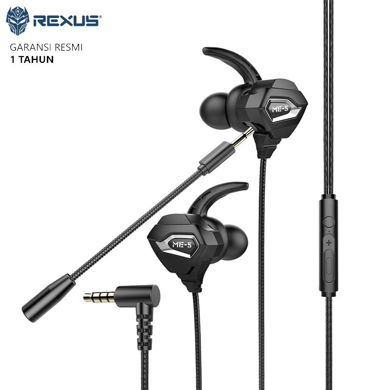 Earphone gaming rexus wired aux 3.5mm hifi with mic free splitter audio for pc laptop phone vonix Rx-Me-5 Me5 - in ear