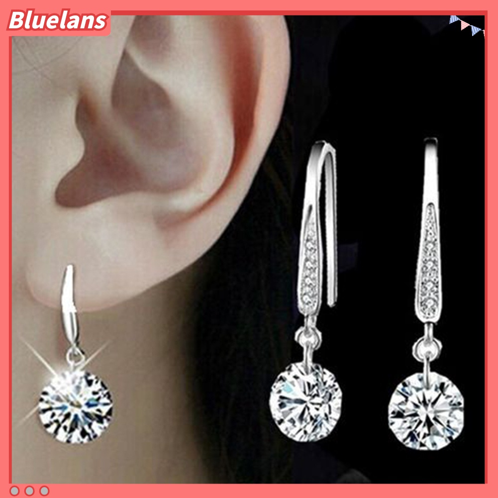 Anting Juntai 925 Sterling Silver Aksen Berlian Imitasi Untuk Wanita