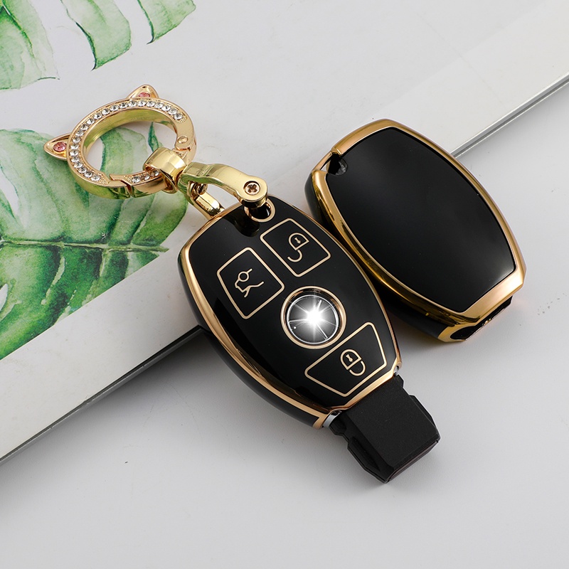 Rumah / Casing Kunci Remote Mobil 2 Tombol Plastik Warna Hitam Untuk Mercedes Benz A B R G Class GLK GLA Cla A180 A200 A260 A AMG W204 W251 W463 W176