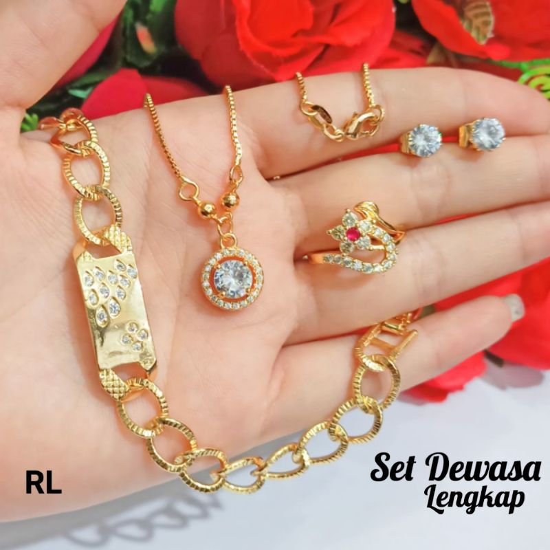 Set wanita dewasa Motif pilihan warna gold dan silver lapis emas