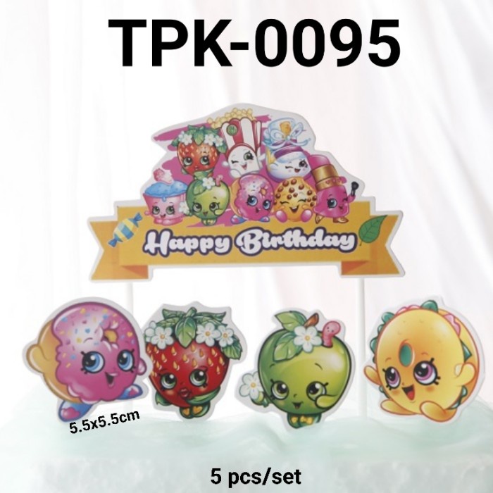 

TPK-0095 CAKE TOPPER HIASAN KUE KERTAS SHOPKINS STRAWBERRY COOKIES BERKUALITAS