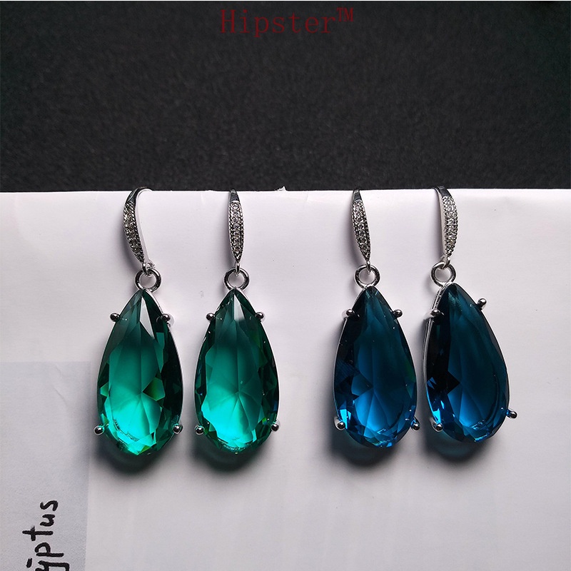 Creative Design Fashion Luxury Platinum Natural Blue Crystal Ear Hook