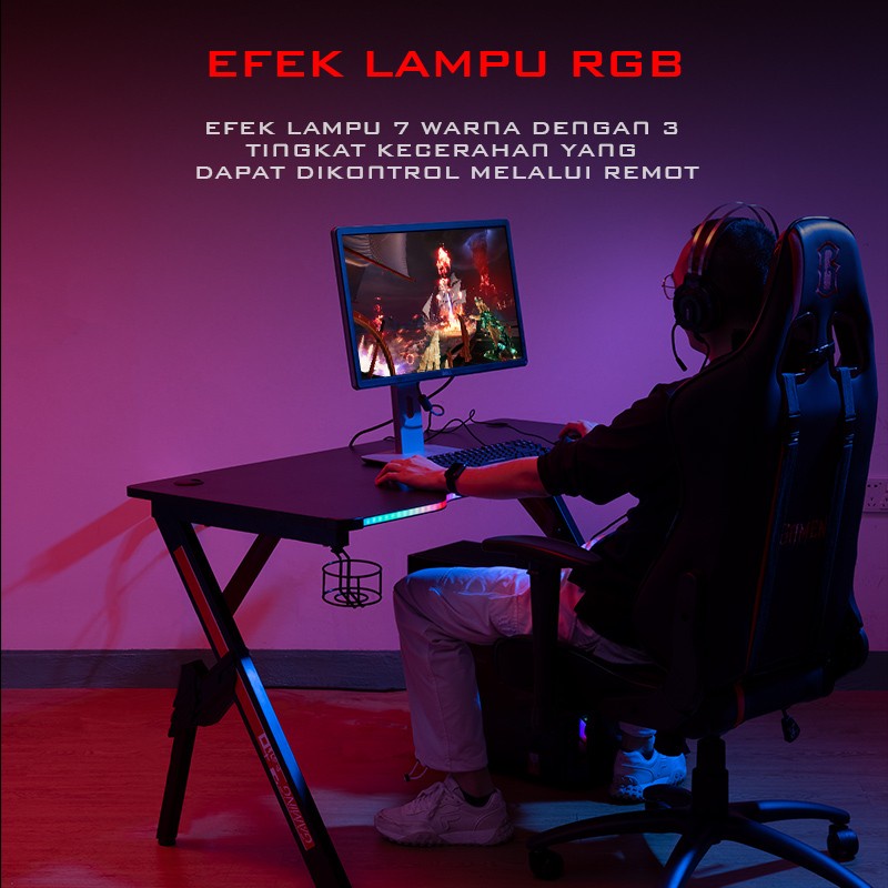 GAMEN Gaming Table BattleDesk Black RGB / Meja Komputer PC Laptop