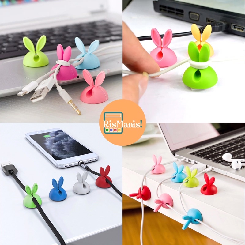 BUNNY CORD HOLDER Klip Kelinci Lucu Pengikat Perapi Penjepit Kabel Charger HP Laptop Cable Organizer