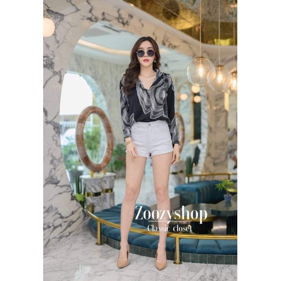 KEMEJA ZOOZY WAVY LINES FASHION WANITA IMPORT BANGKOK CODE 50