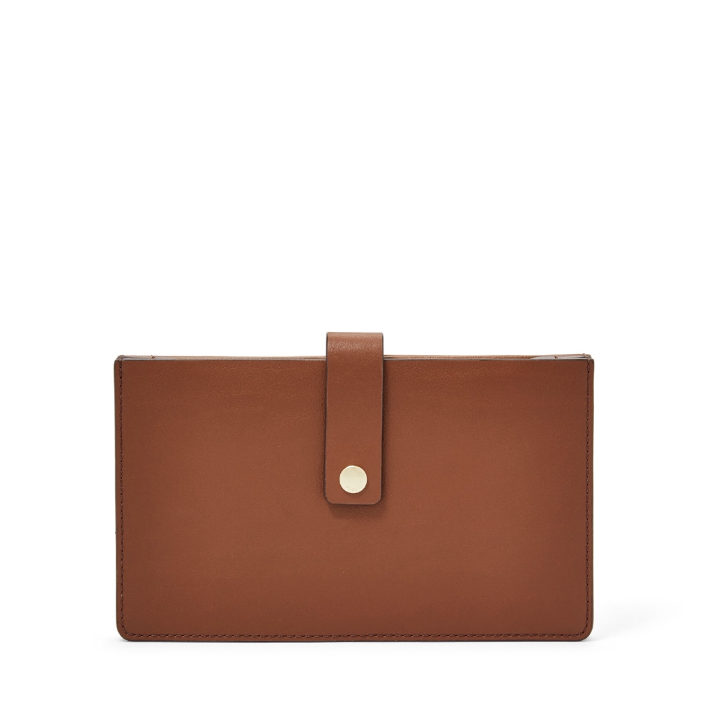 Fossil Vale Medium Tab Wallet Brown Leather Dompet Wanita 