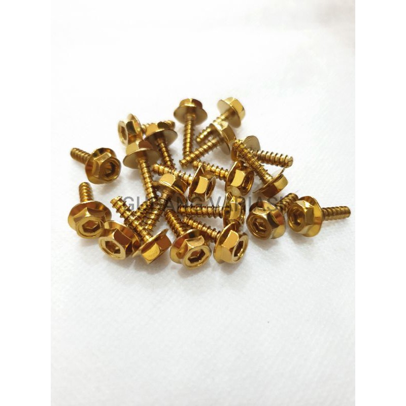 Baut probolt body Honda 2 kunci 20 Pcs GOLD BEAT SCOOPY VARIO