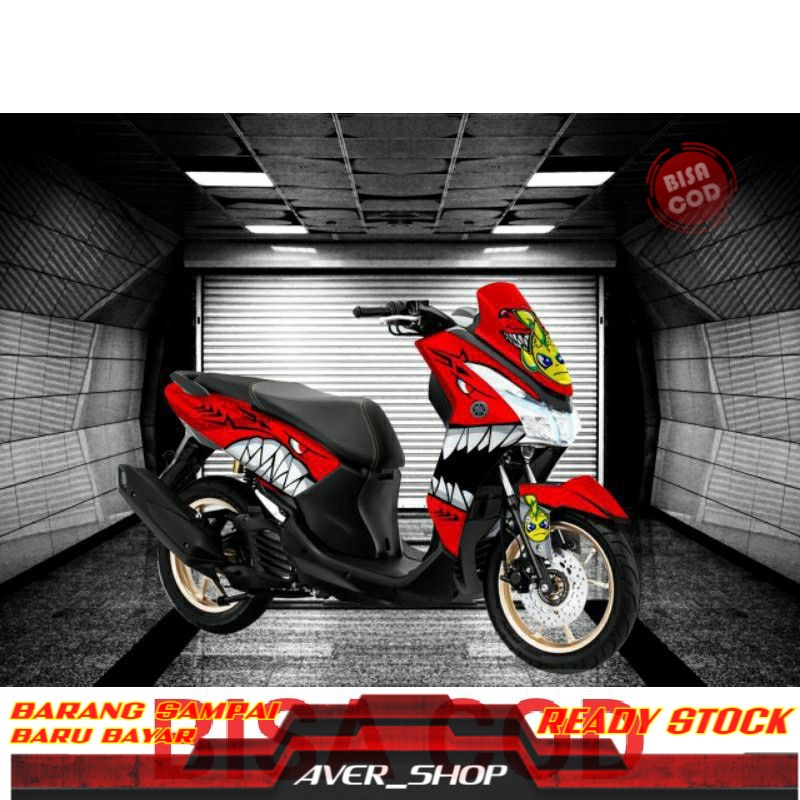 Decal lexi 125 full body Striping motor lexi motif red shark Sticker motor variasi Stiker lexi 125