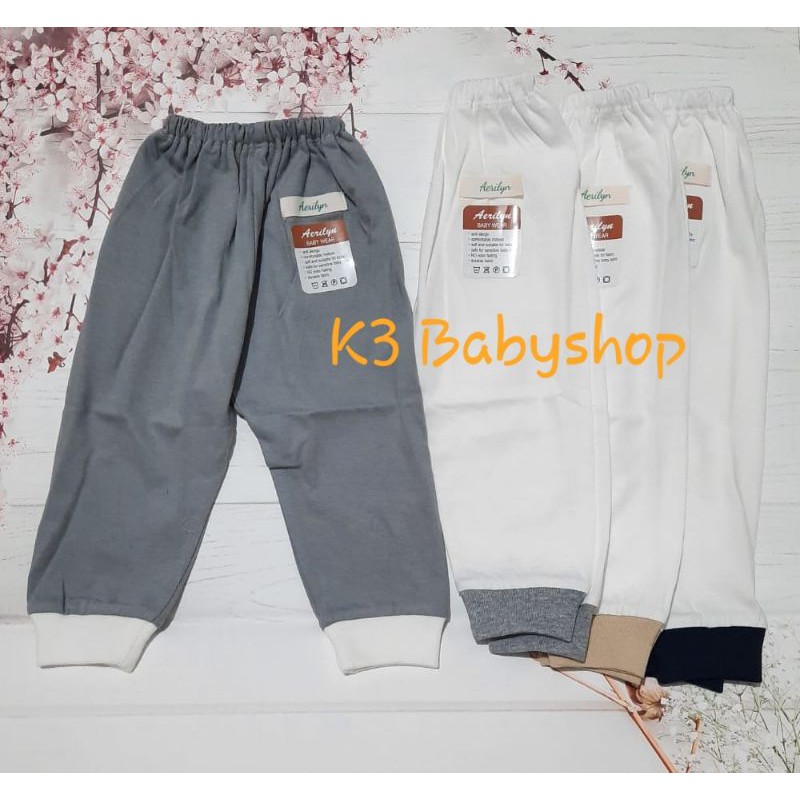 Celana panjang rib aerilyn putih khaki navy abu celana newborn bayi anak SNI piyama anak