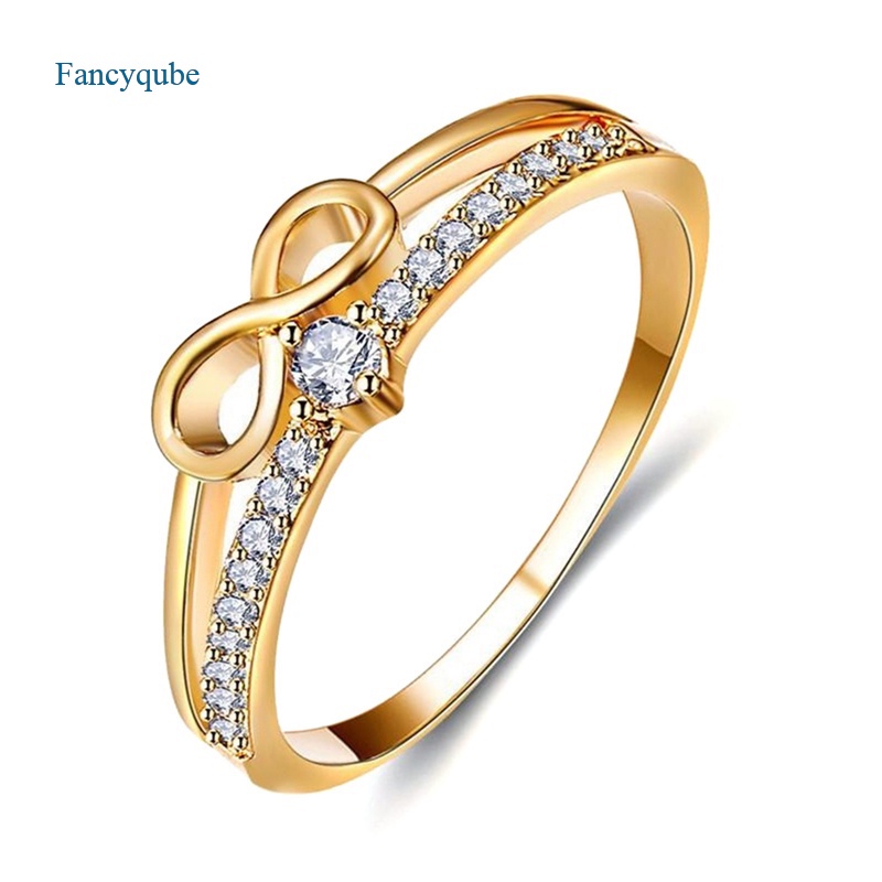 Fancyqube Cincin Sterling Silver 925 Desain Infinity Love Hias Berlian Untuk Wanita