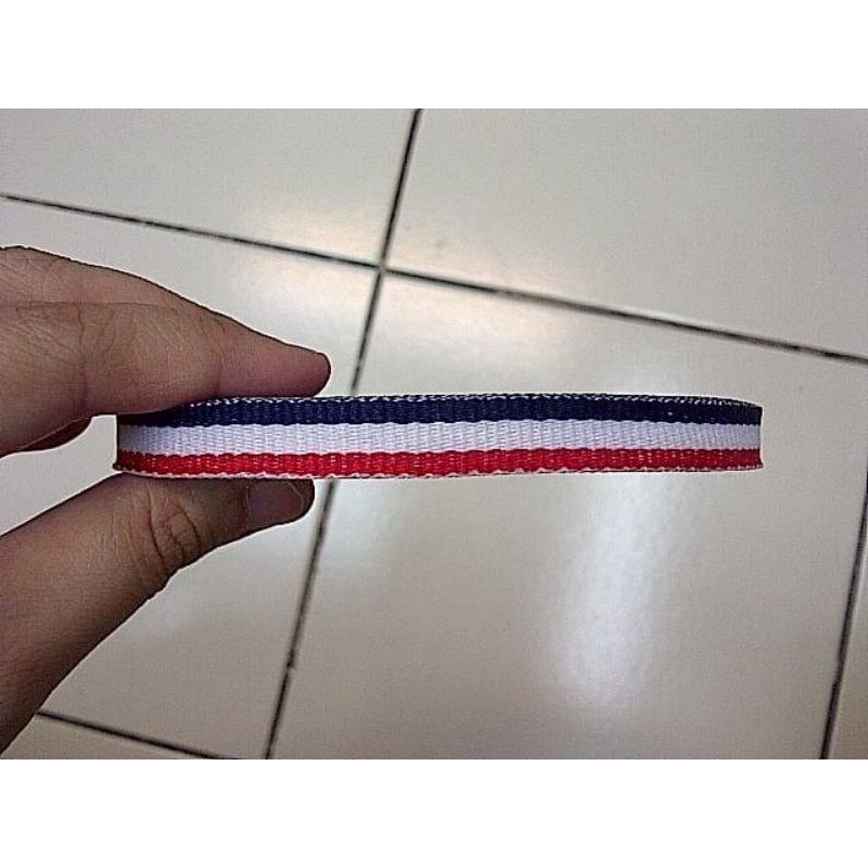 

1 Meter Pita Bis Ban Lebar 1cm Biru Navy Putih Merah