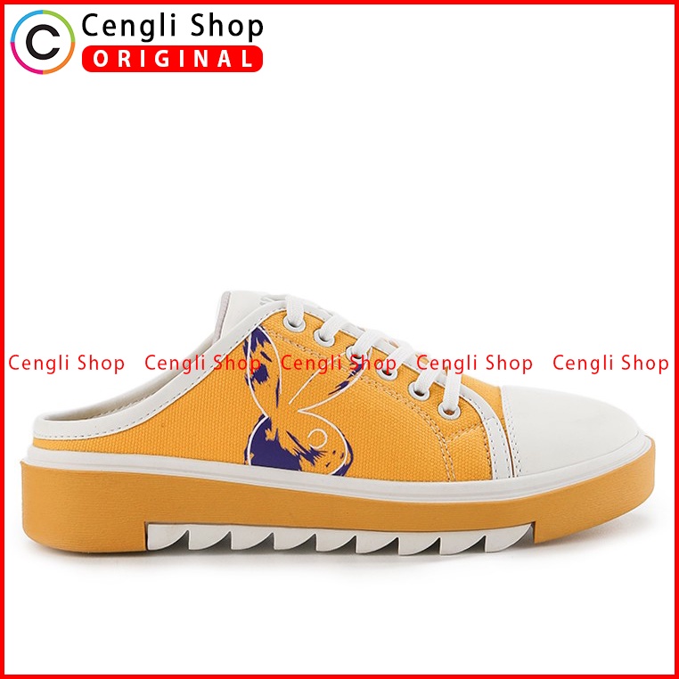 SEPATU SANDAL PLAYBOY WANITA ORIGINAL CASUAL BRANDED ASLI KUNING PLW02