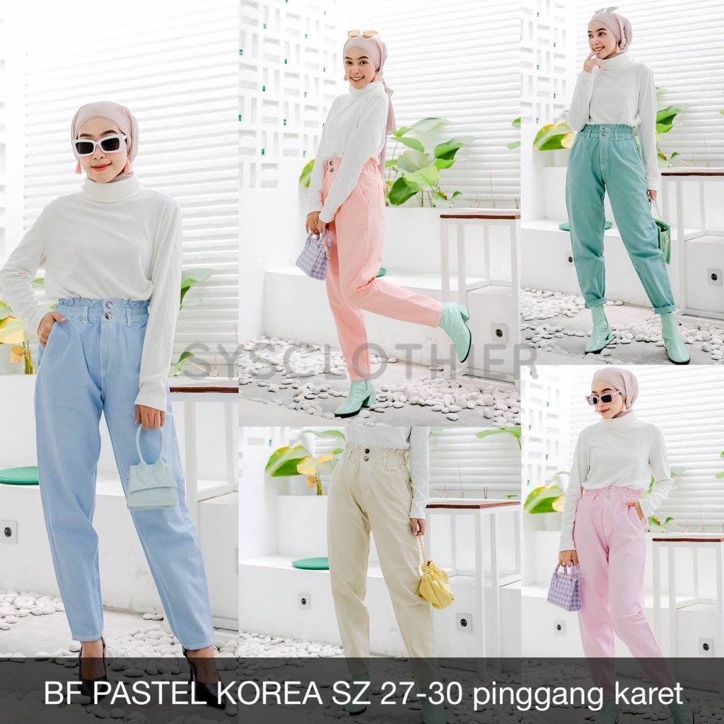 CELANA JEANS WANITA BF PASTEL KOREA -SYS CLOTHIER