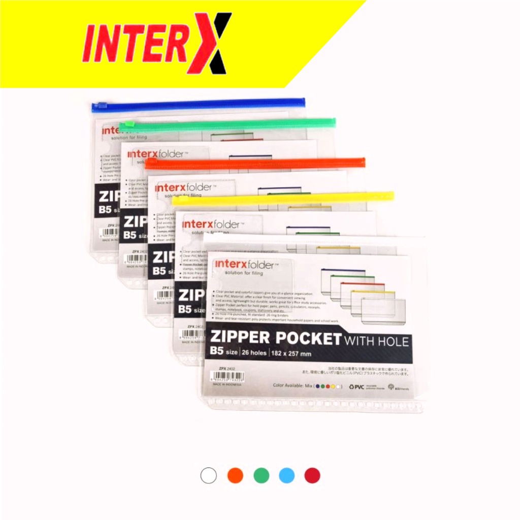 

InterX Zipper Pocket Loose Leaf B5 200 Micron ZPX-2402 (with holes)