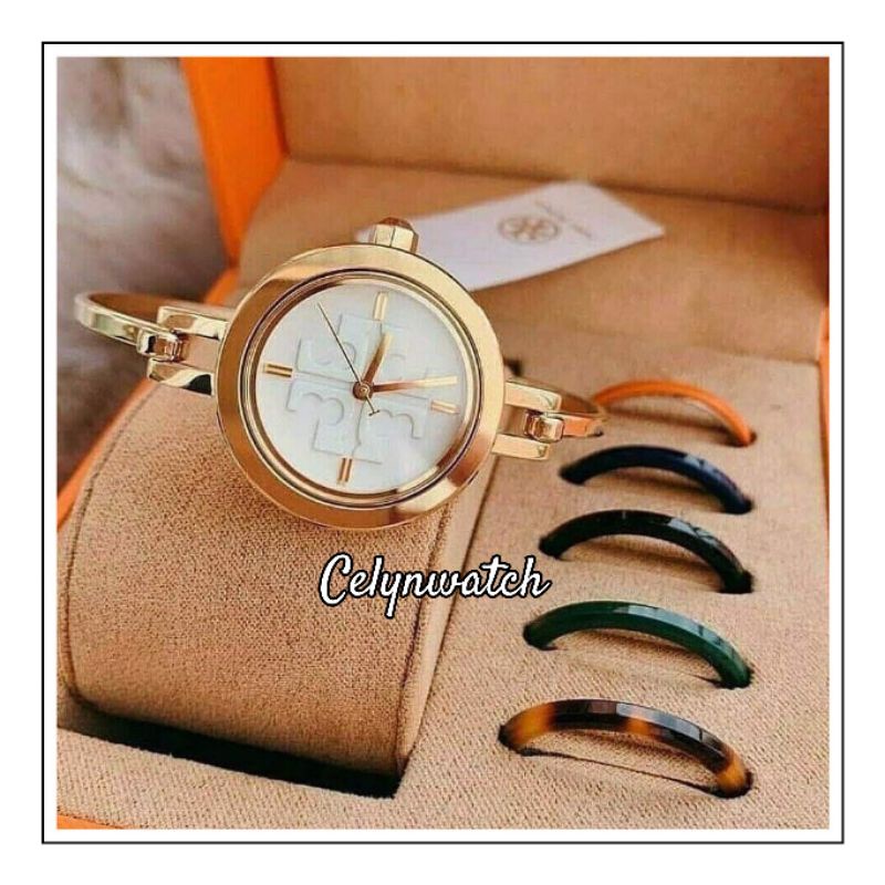 jam tangan wanita tory burch TBW2100 stainless steel gold original