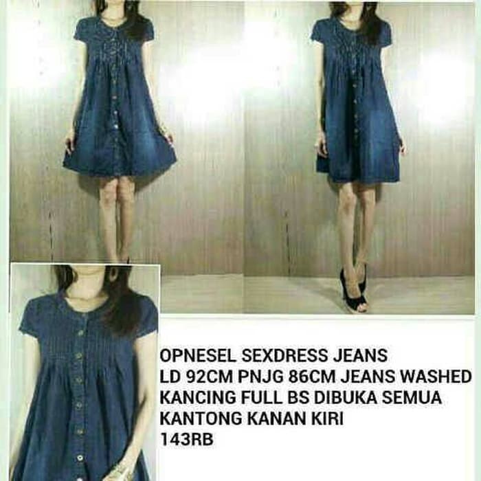 TERLARIS jeans dress besar berkancing bisa untuk ibu menyusui
