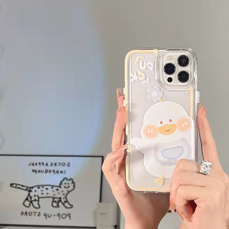 Case Pelindung Bahan Akrilik Transparan Motif Bebek Untuk iPhone 13 Pro 13prm 11 7Plus 8Plus Xr XS 13 12 Pro Max