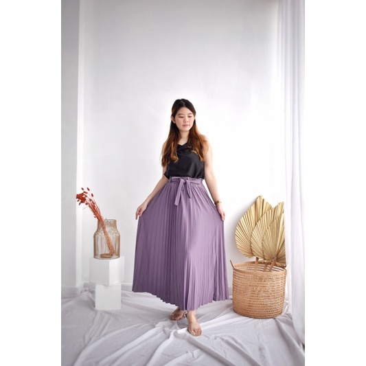 SHEILA ROK PLISKET BAHAN PREMIUM BY LALAMOTION.CO / ROK WANITA / ROK PANJANG PLISKET TALI / BAWAHAN 