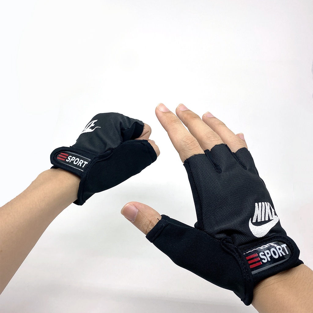 Sarung Tangan motor sepeda setengah jari Kain Penutup Pelindung tangan saat berkendara fitnes gym aman half finger touring gloves