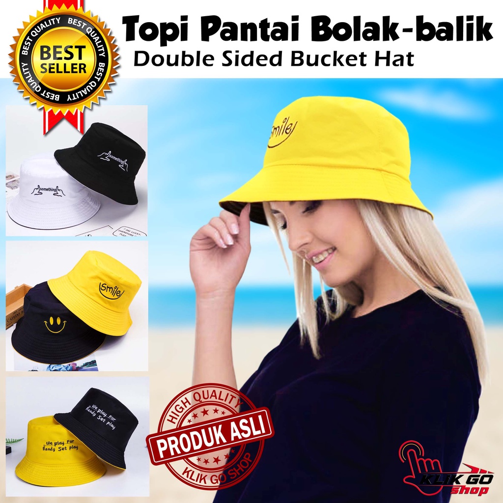 TOPI PANTAI BOLAK BALIK PRIA WANITA IMPORT / TOPI LIPAT PANTAI