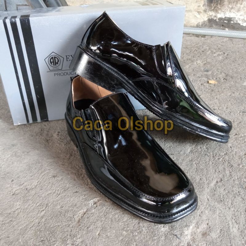 SEPATU PANTOPEL KULIT HITAM PRIA AR EXCLUSIVE 4963 NON TALI PDH PERWIRA TNI POLRI SATPAM SECURITY