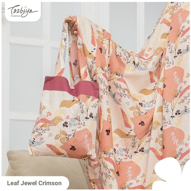 Mukenah Tazbiya Leaf Jewel Pink Crimson Grey Jumbo Dewasa Katun Rayon Adem Motif Cantik