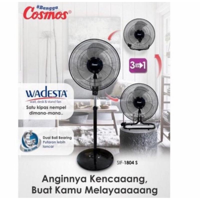 KIPAS ANGIN COSMOS 18 SIF WADESTA BESI / COSMOS TORNADO 18 INCH 3 IN 1