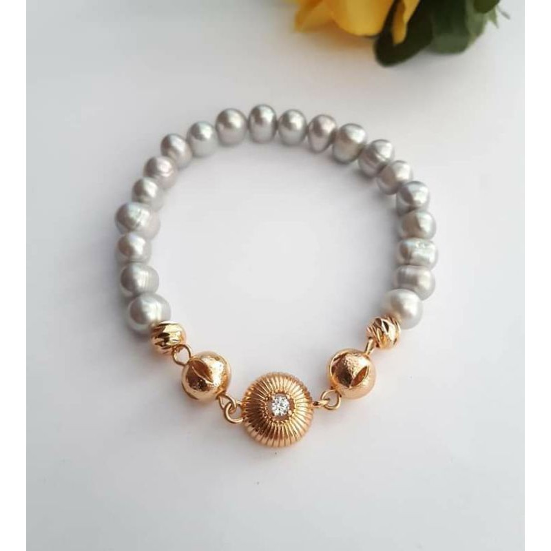 MUTIARA LOMBOK GELANG MUTIARA AIR TAWAR WARNA ABU