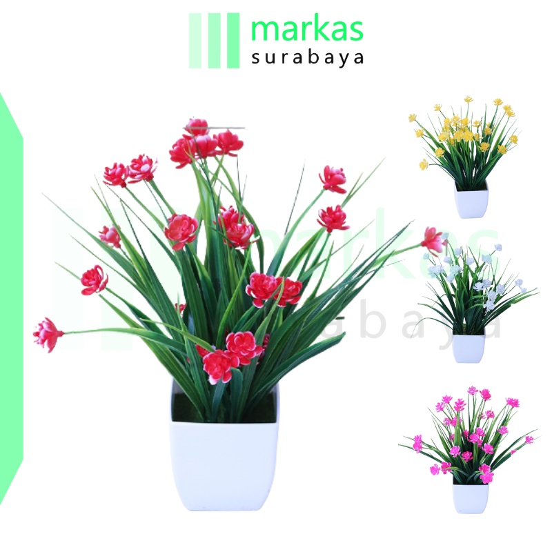 MARKAS PT51 Pot Tanaman Hias Bunga Hias Plastik Ornamen Pot Bongsai Artificial Flower Decoration