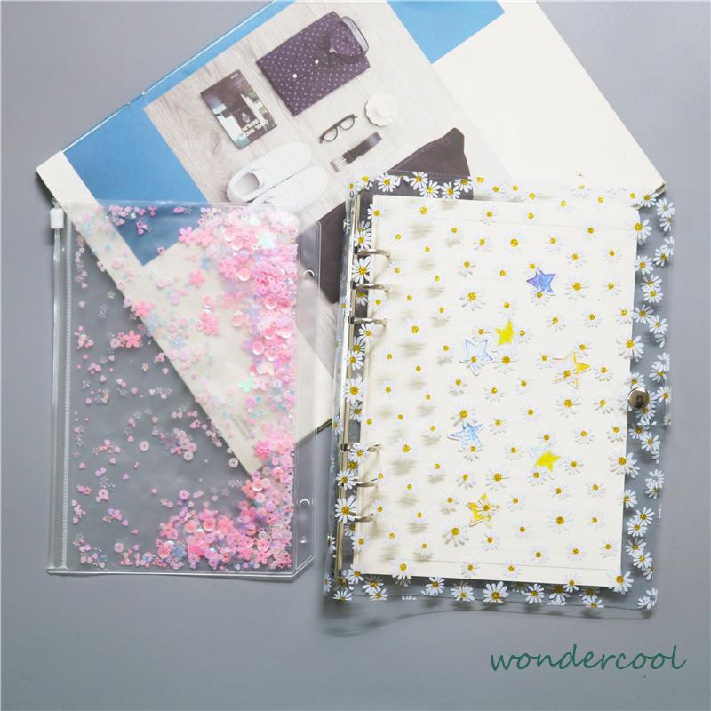 Buku Notebook / Catatan / Diary A6 Cover PVC Transparan Motif Bunga Daisy -Won