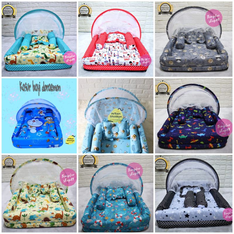 New Normal Kasur Kelambu Bayi Set Bantal Guling PREMIUM / Kasur Lipat Kelambu Bayi / Kasur Kelambu