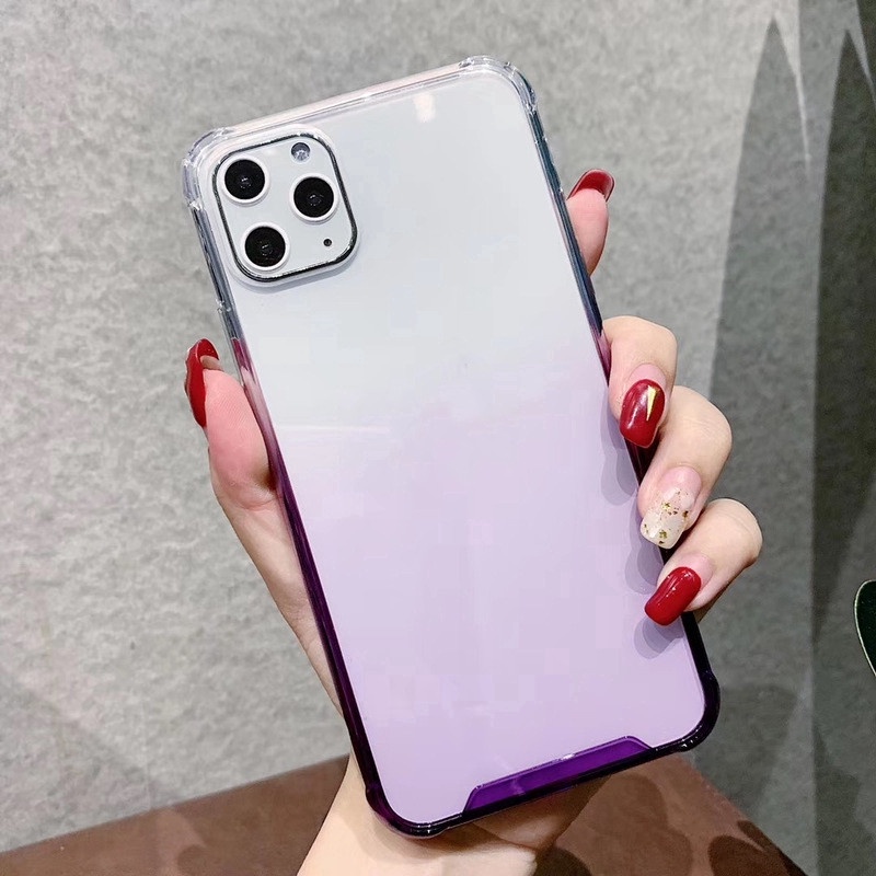 Hard Case Transparan Gradasi Untuk iPhone 7 8 Plus XS Max XR 11 12 13 Pro Max