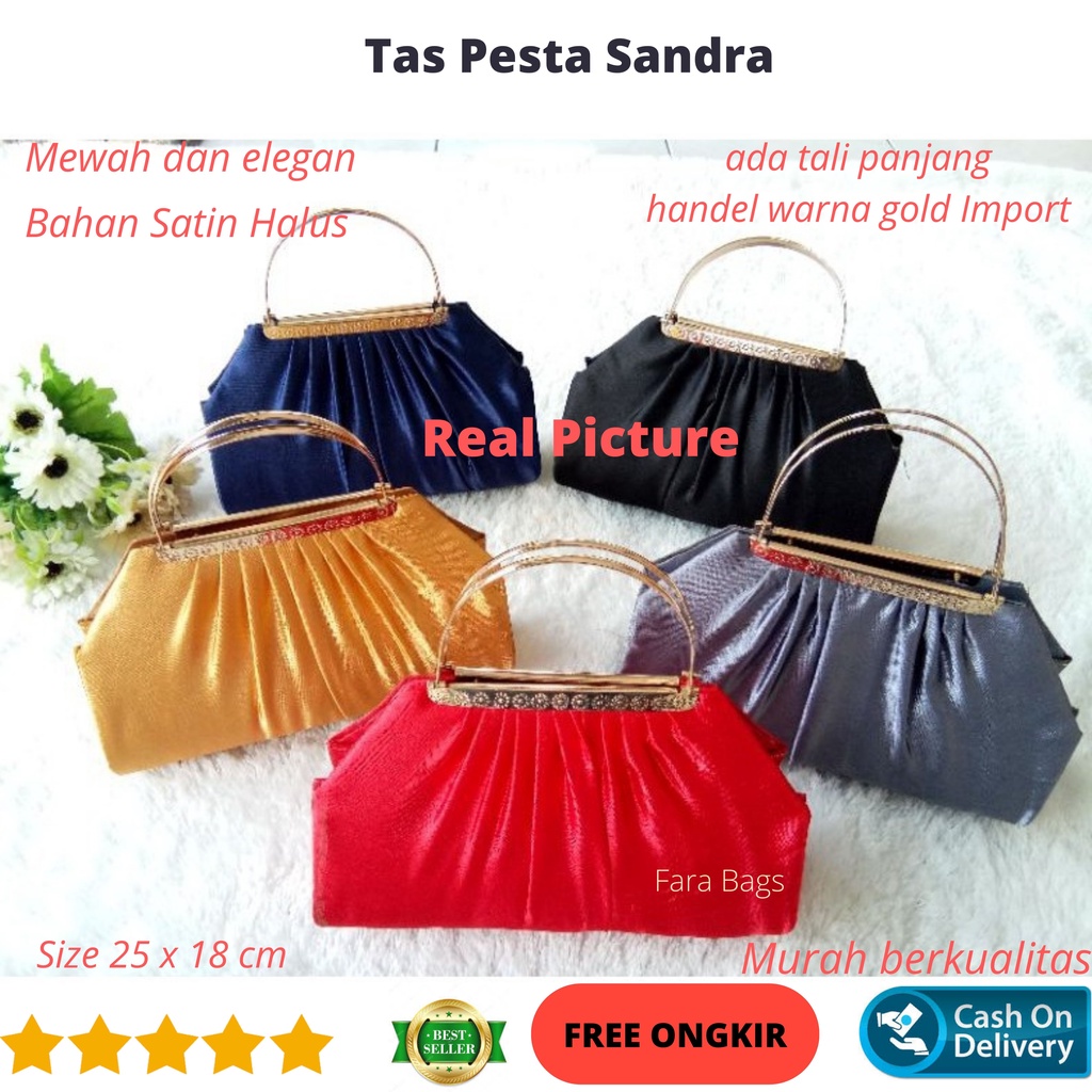 Tas pesta Satin Sandra cantik dan elegan cocok buat pesta wisuda kado ready