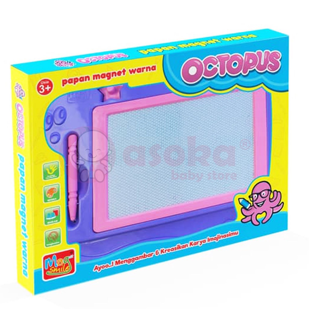 Magnit Smile Octopus - Papan Tulis Magnet Drawing Board Warna - Mainan Edukasi Anak 98011 ASOKA