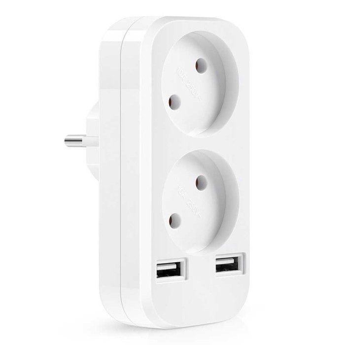 Wallpad Stop Kontak Listrik 2 EU Plug + 2 USB Port - CX89