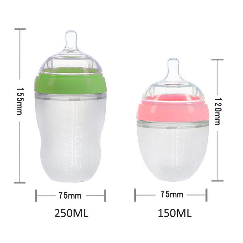 Botol Susu Bayi Kaliber Lebar 7cm Bahan Silikon Dengan Gagang Sekrup Anti Debu