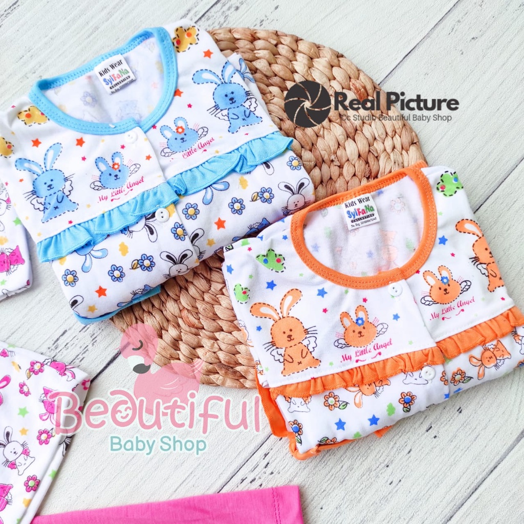 Setelan Baju Bayi Lengan Panjang Celana Panjang Motif Little Angel / Setelan Piyama Bayi Perempuan 3-12 Bulan / Baju Bayi Perempuan Syifana / Baby.ou