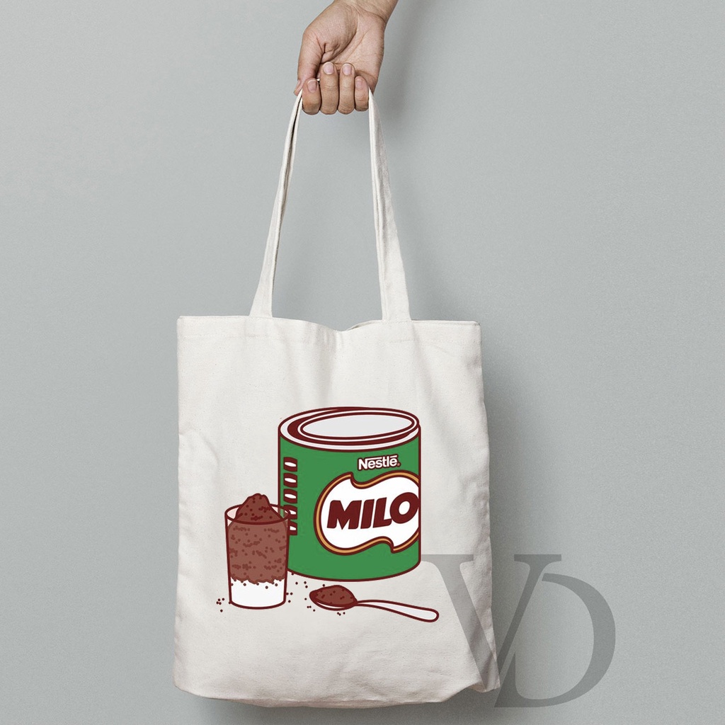 TOTE BAG KANVAS MURAH / TOTE BAG WANITA / TOTE BAG MOTIF SNACK LUCU / DRINK CUTE / TAS MAKANAN