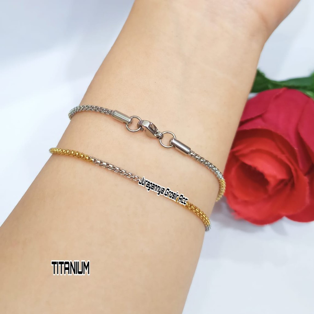 GELANG TITANIUM RANTAI KOMBINASI WARNA GOLD+SILVER ANTI KARAT&amp;TIDAK LUNTUR