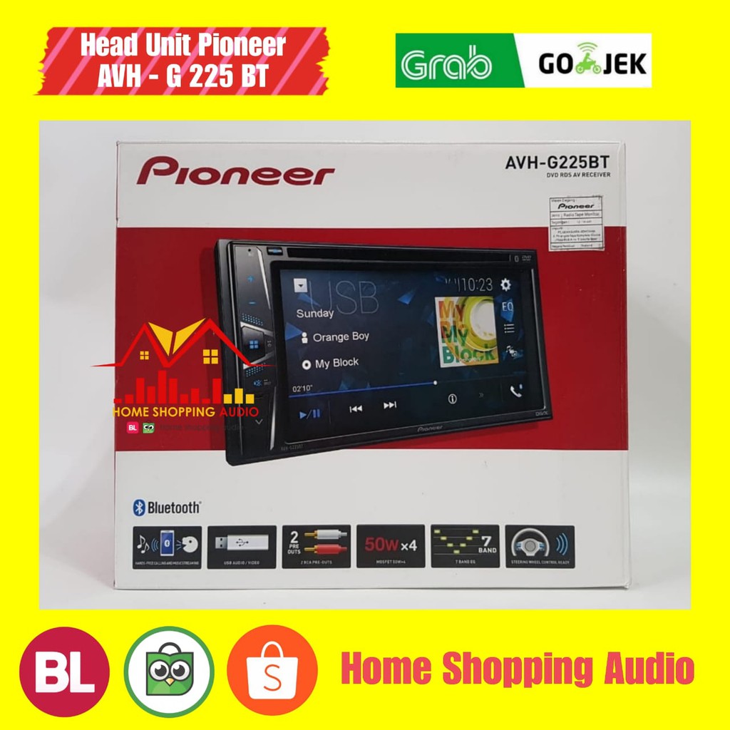 Pioneer AVH-G225BT Tape Mobil AVH G225 BT Double Din Head Unit Audio